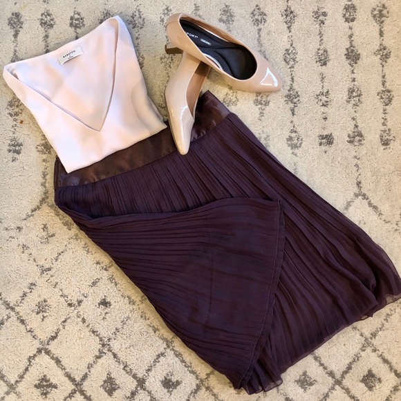 Chiffon Pleated Skirt (with Satin contrast waist) - Picture 1 of 2